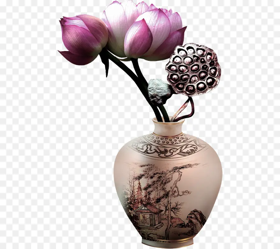 Jarrón Con Flores，Decoración PNG