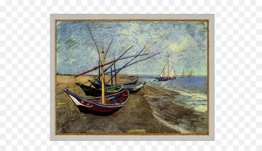 El Museo Van Gogh，Barcos De Pesca En La Playa En Saintesmaries PNG