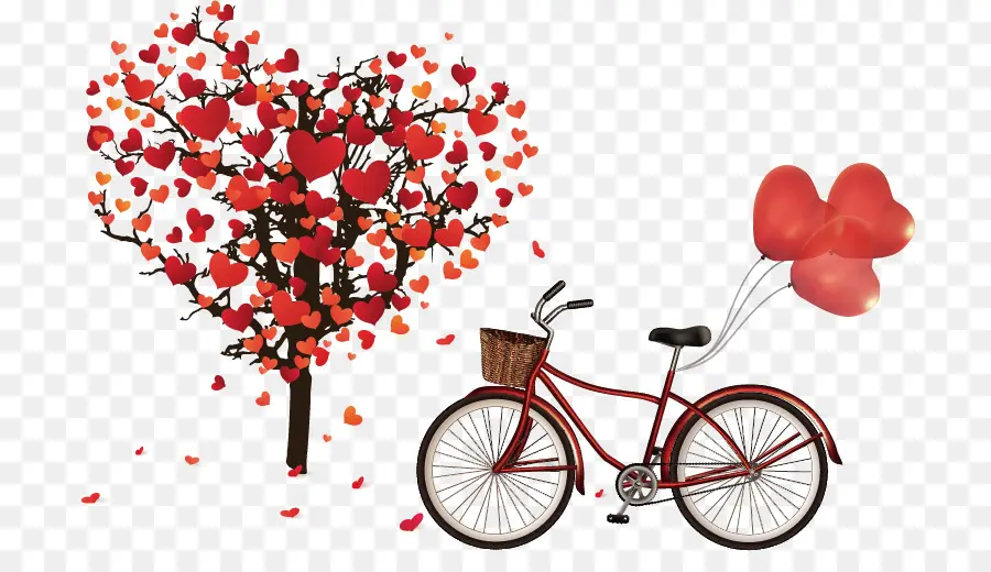 Bicicleta Con árbol De Corazón，Globos PNG