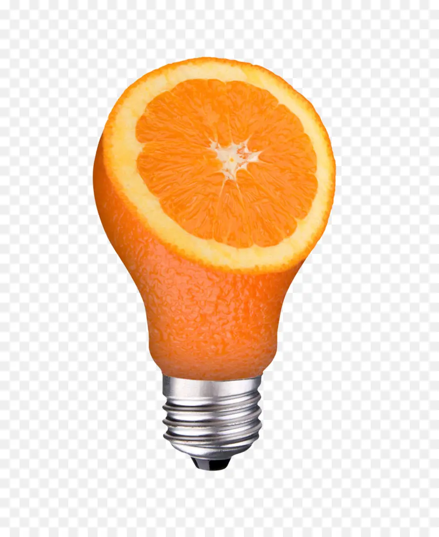 Bombilla De Luz Naranja，Fruta PNG