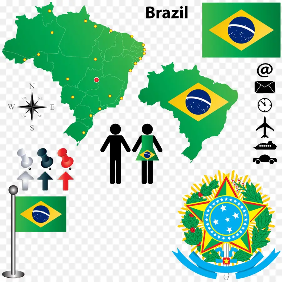 Mapa Y Bandera De Brasil，País PNG