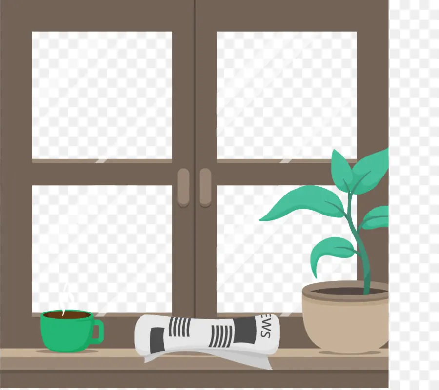 Ventana Con Planta，Planta PNG