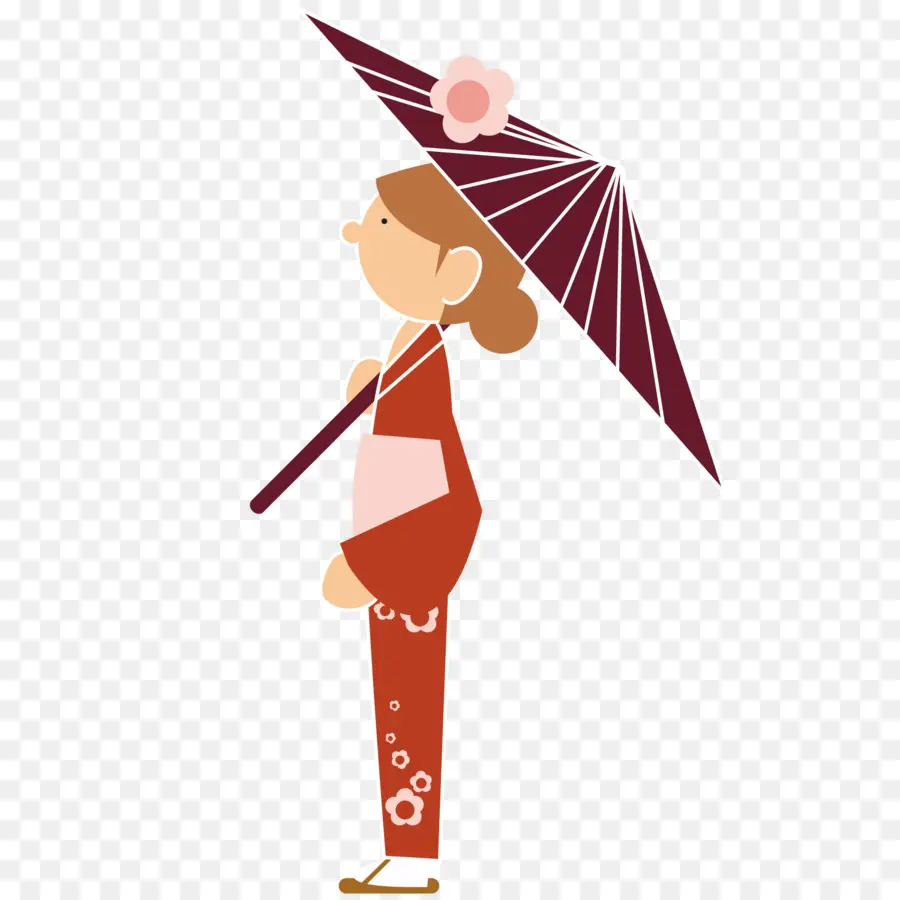 Mujer Con Paraguas，Kimono PNG