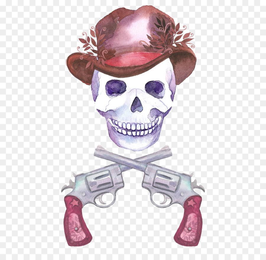 Calavera Con Sombrero Y Pistolas，Sombrero PNG