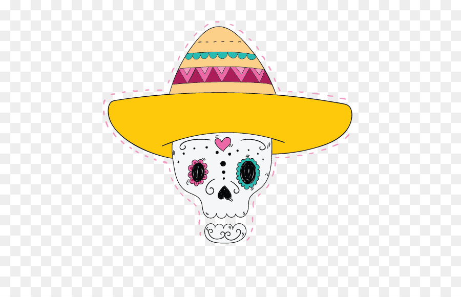 Calavera Colorida，Sombrero PNG