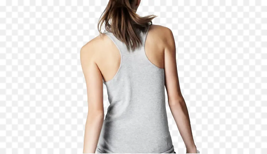 Mujer En Camiseta Sin Mangas，Atrás PNG