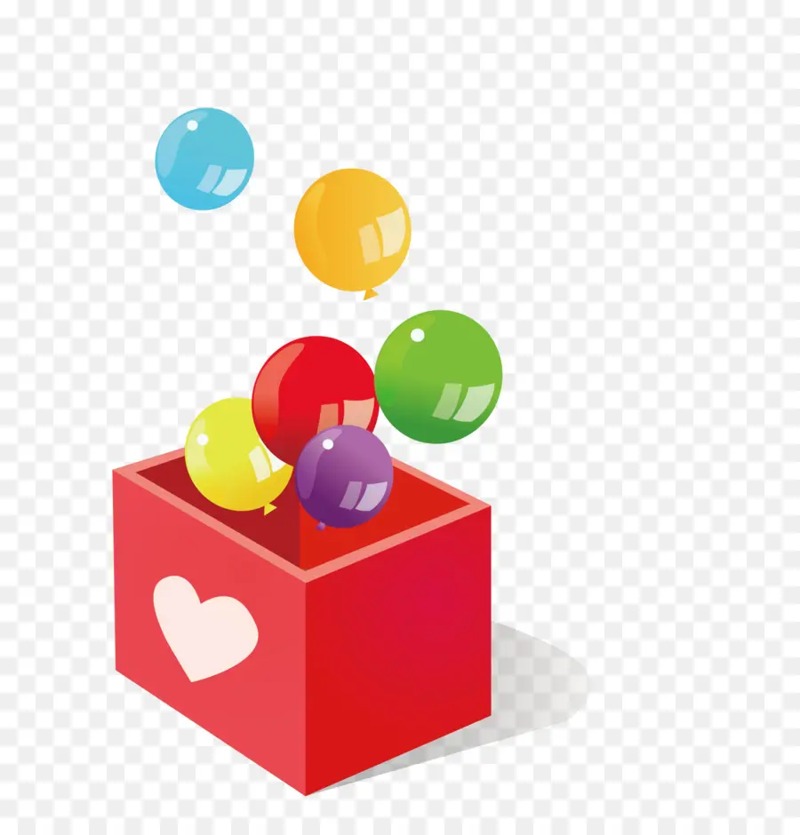 Caja De Regalo Con Globos，Corazón PNG