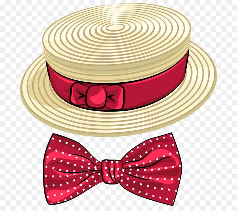 Sombrero De Paja Y Pajarita，Accesorio PNG