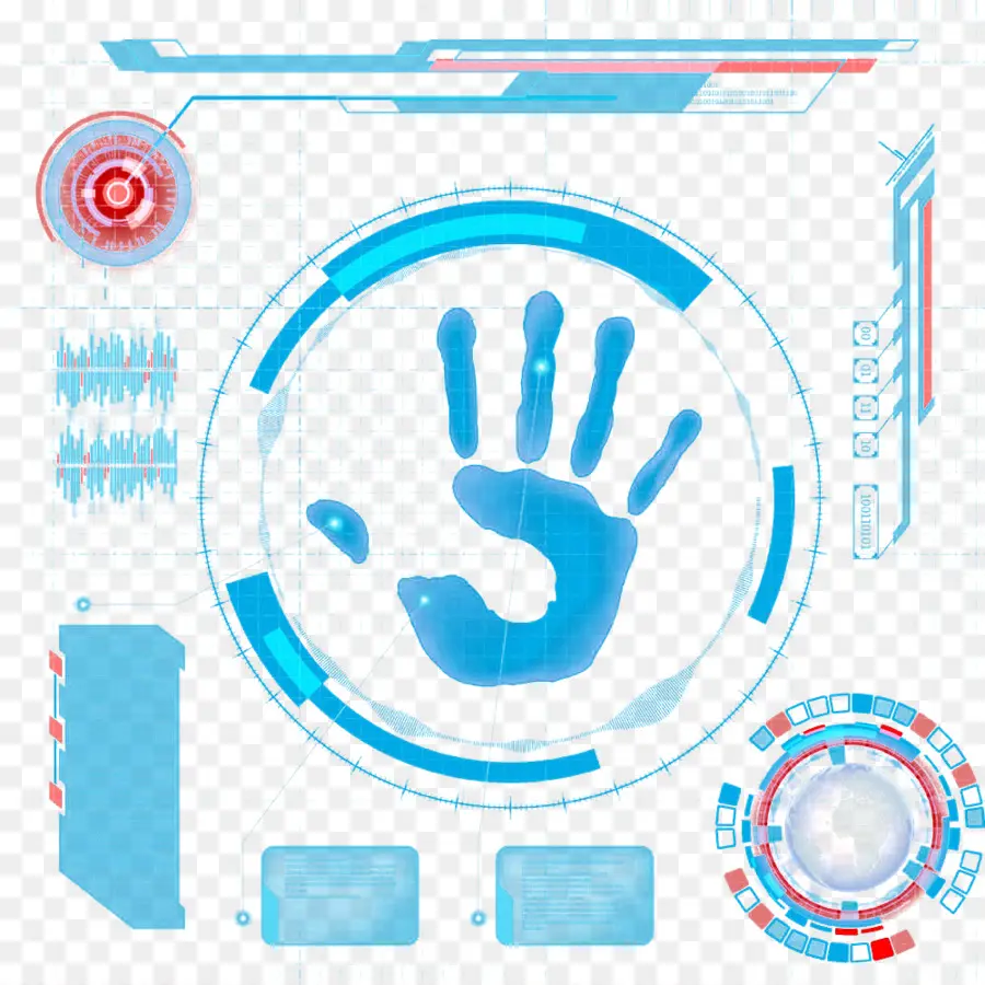 Huella De La Mano，Azul PNG