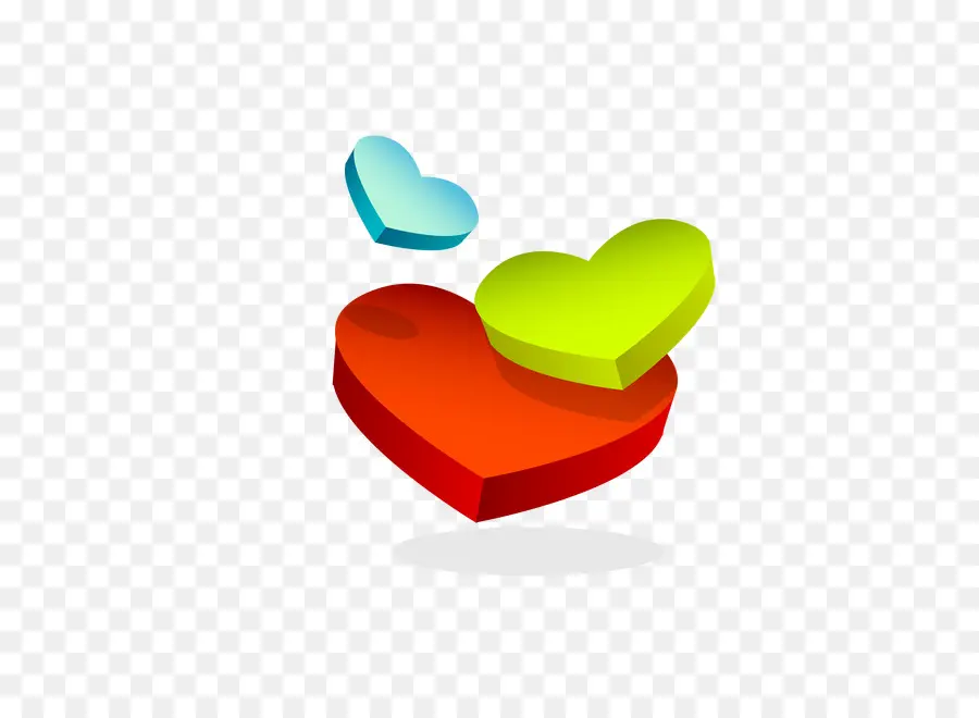 Corazones Coloridos，3d PNG