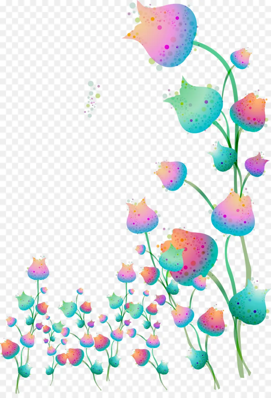 Flores Coloridas，Tallos PNG