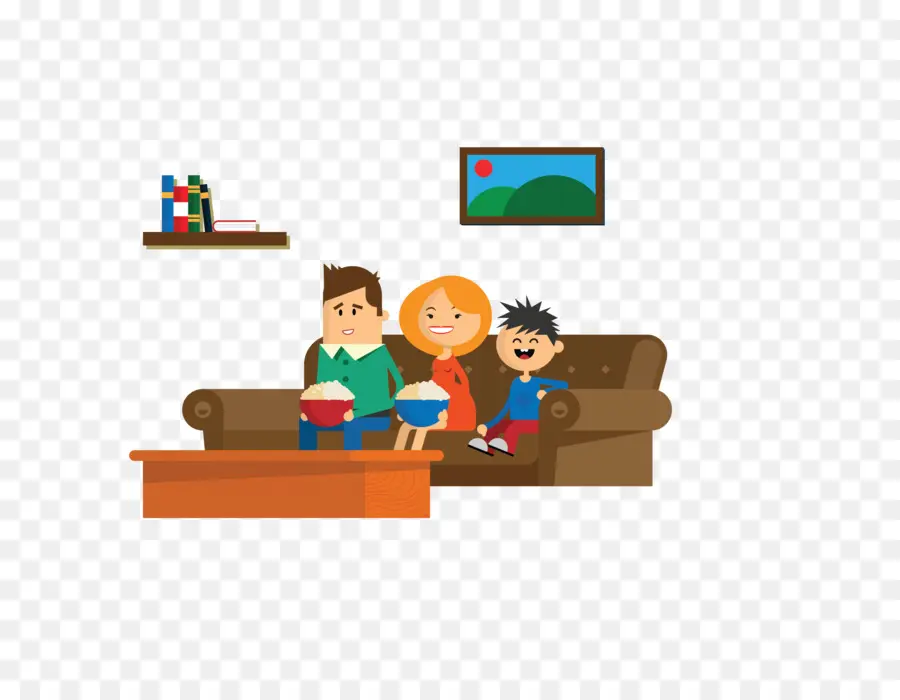 Familia Viendo Televisión，Padres PNG