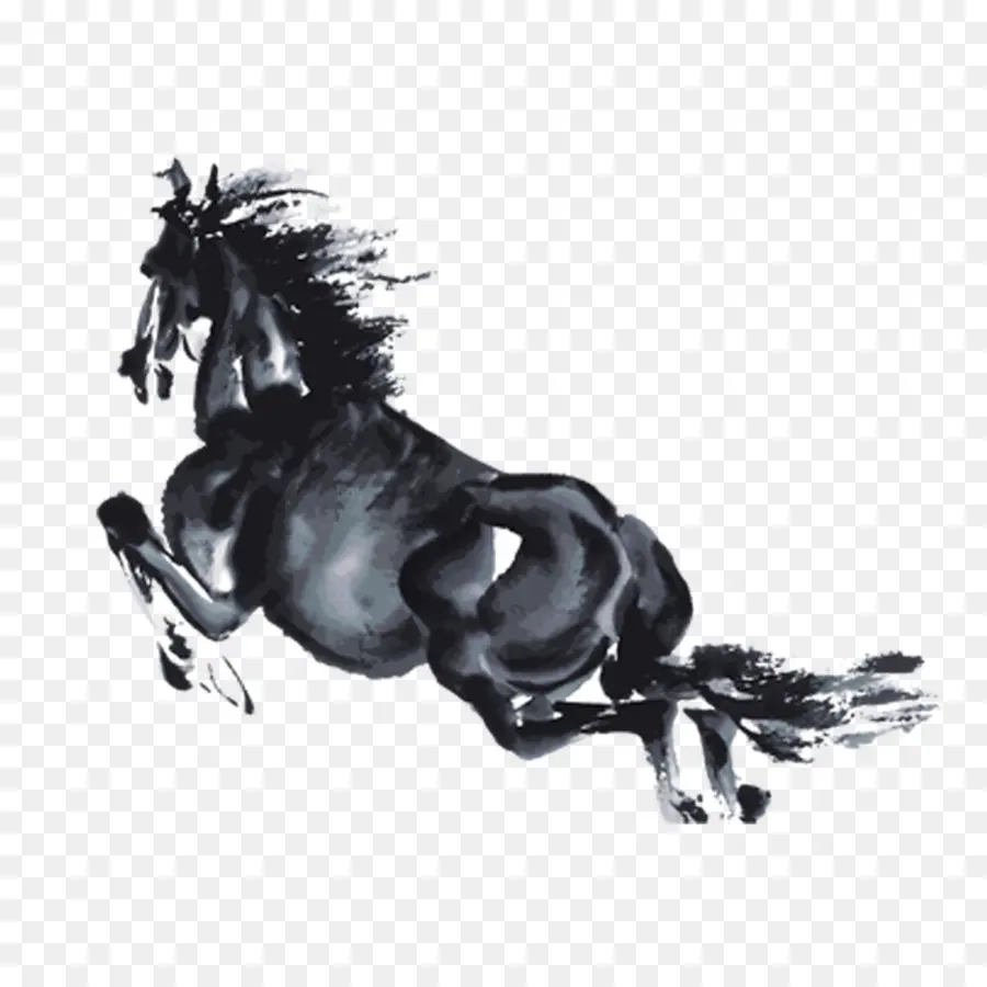 Caballo Corriendo，Negro PNG