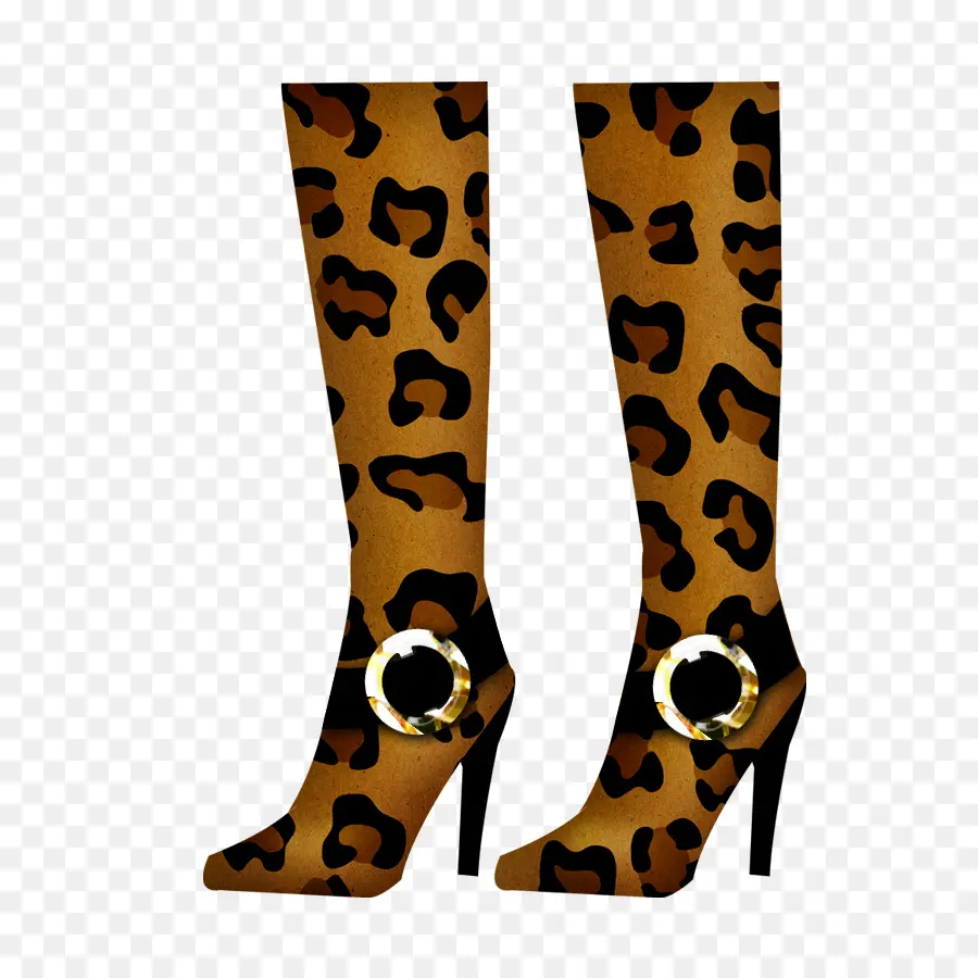 Botas Con Estampado De Leopardo，Calzado PNG