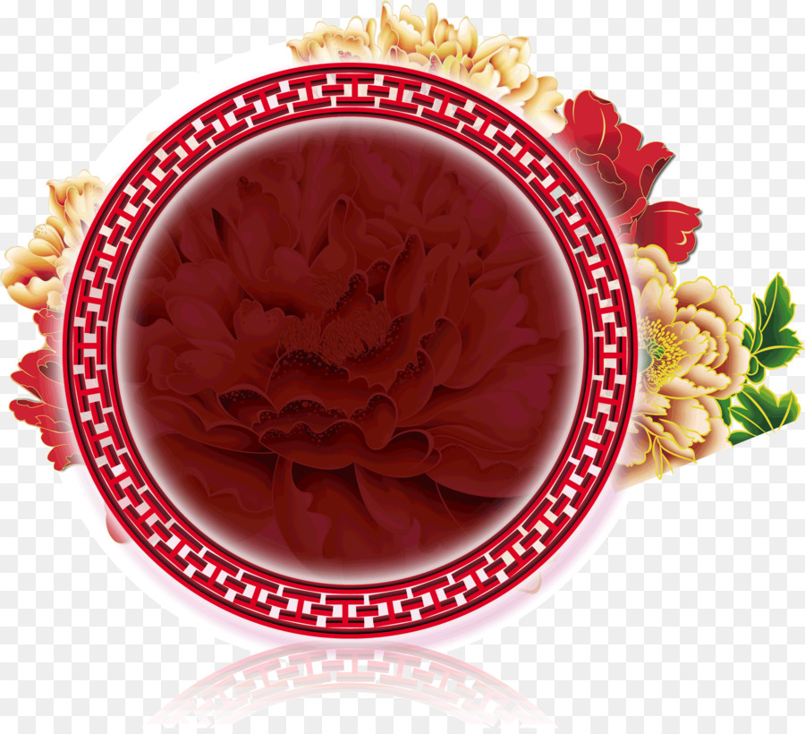 Plato Decorativo Rojo，Flores PNG