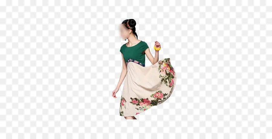 Mujer En Vestido De Flores，Vestido De Flores PNG