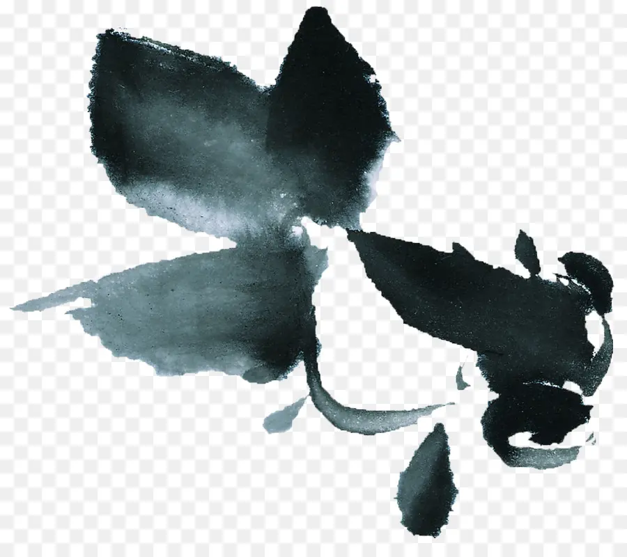 Flor De Tinta Negra，Negro PNG