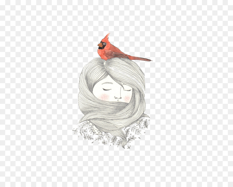 Niña Con Pájaro，Cardenal PNG