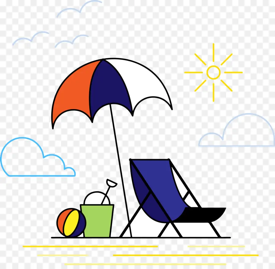 Silla De Playa Y Sombrilla，Sol PNG