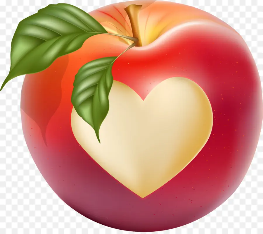 Manzana Con Corazon，Rojo PNG