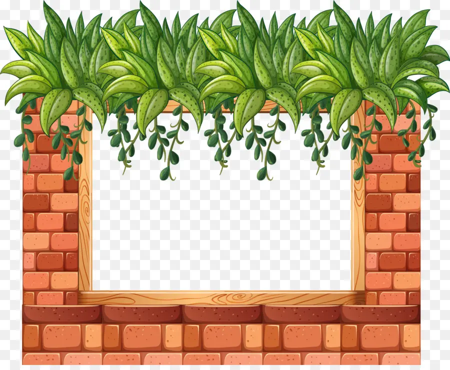 Marco De Ladrillo Con Plantas，Verdor PNG