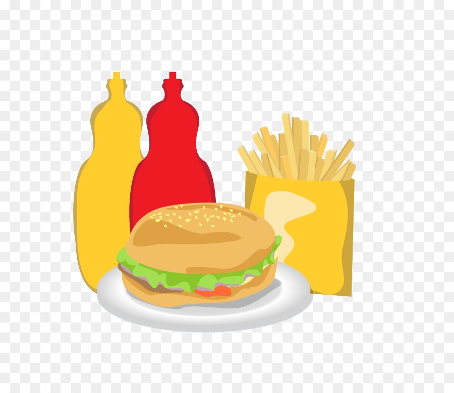 Hamburguesas Y Papas Fritas，Comida Rápida PNG