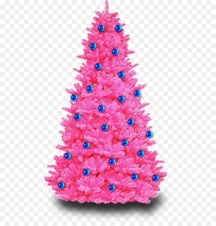 árbol De Navidad Rosa，Adornos Azules PNG