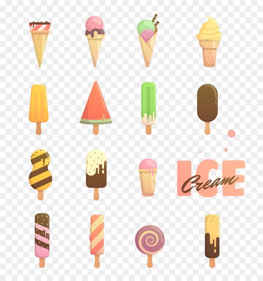 Conos De Helado De Colores，Postre PNG