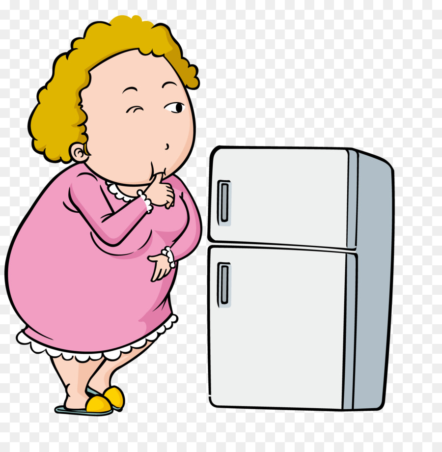 Mujer Y Refrigerador，Alimento PNG