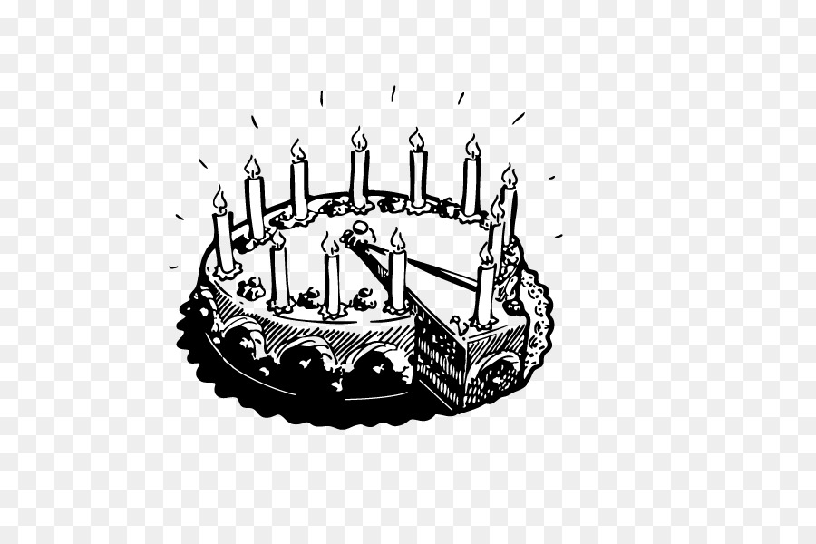 Pastel De Cumpleaños En Blanco Y Negro，Velas PNG