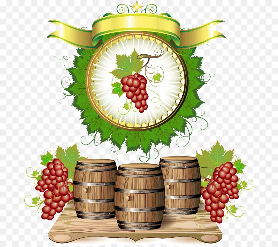 Barril De Vino，Uvas PNG