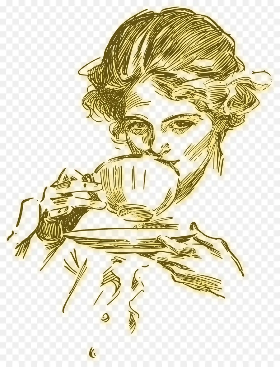 Mujer Bebiendo Té，Té PNG