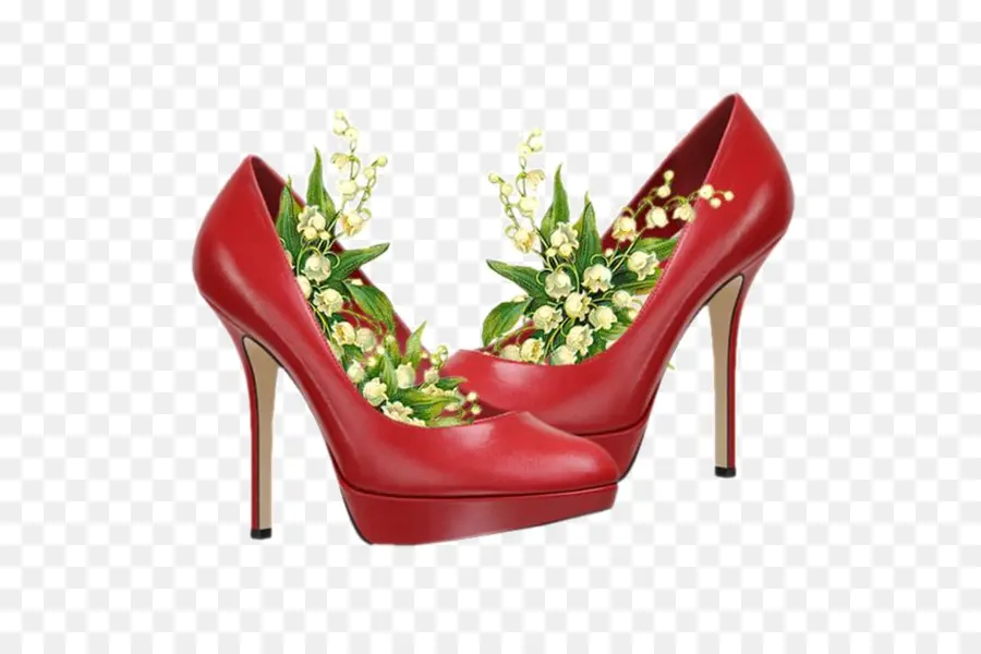 Tacones Con Print De Flores Rojos，Flores PNG