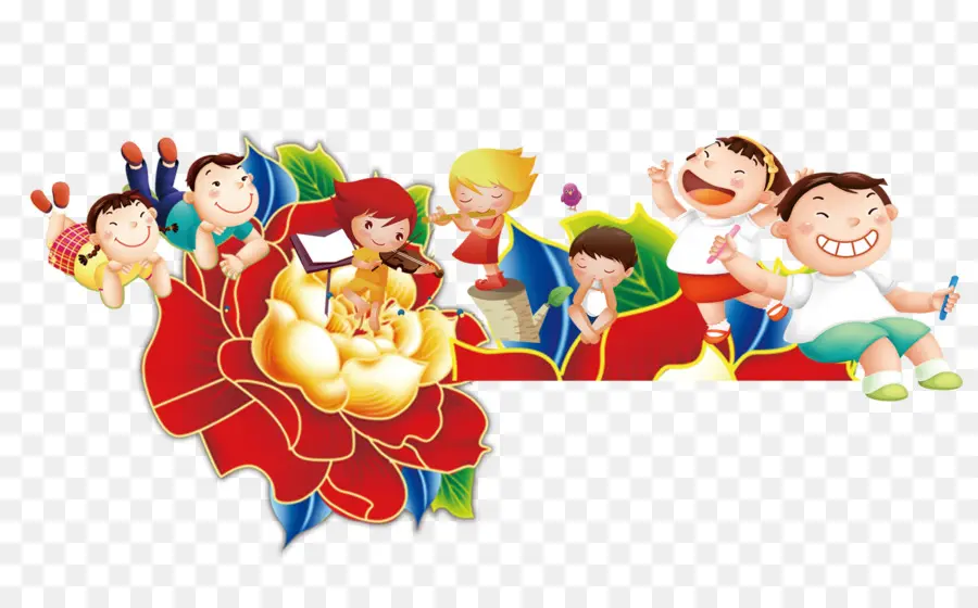 Niños Con Flores，Niños PNG