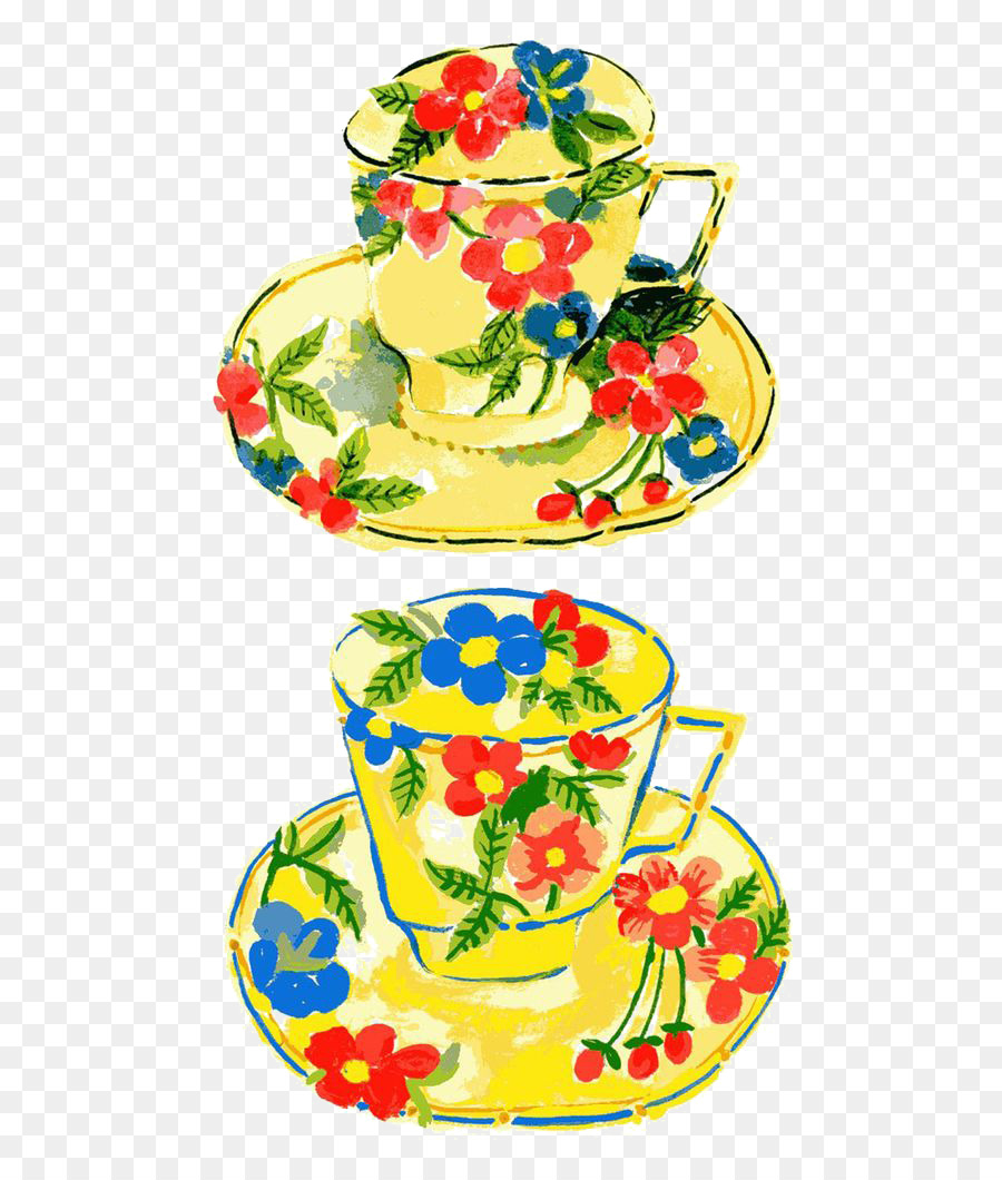 Tazas De Té Florales，Platillos PNG