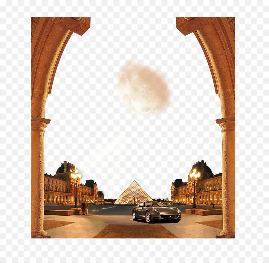 Pirámide Del Louvre，Auto PNG