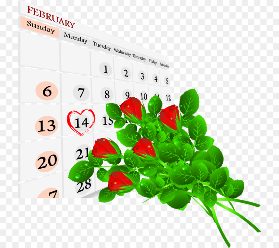 Calendario Y Rosas，Febrero PNG