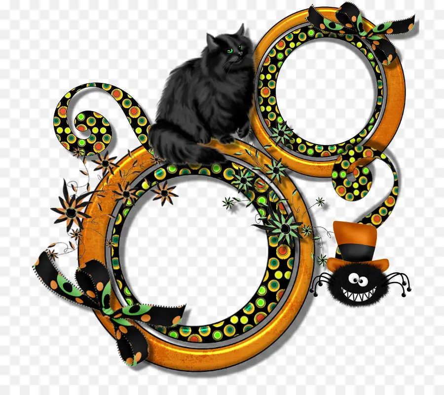 Marco De Halloween，Gato Negro PNG