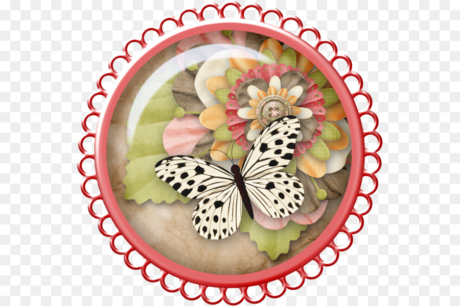 Mariposa Y Flores，Marco Circular PNG