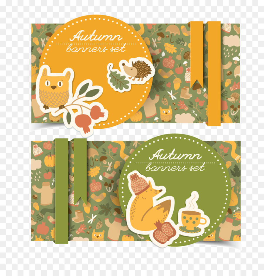 Conjunto De Pancartas De Otoño，Otoño PNG