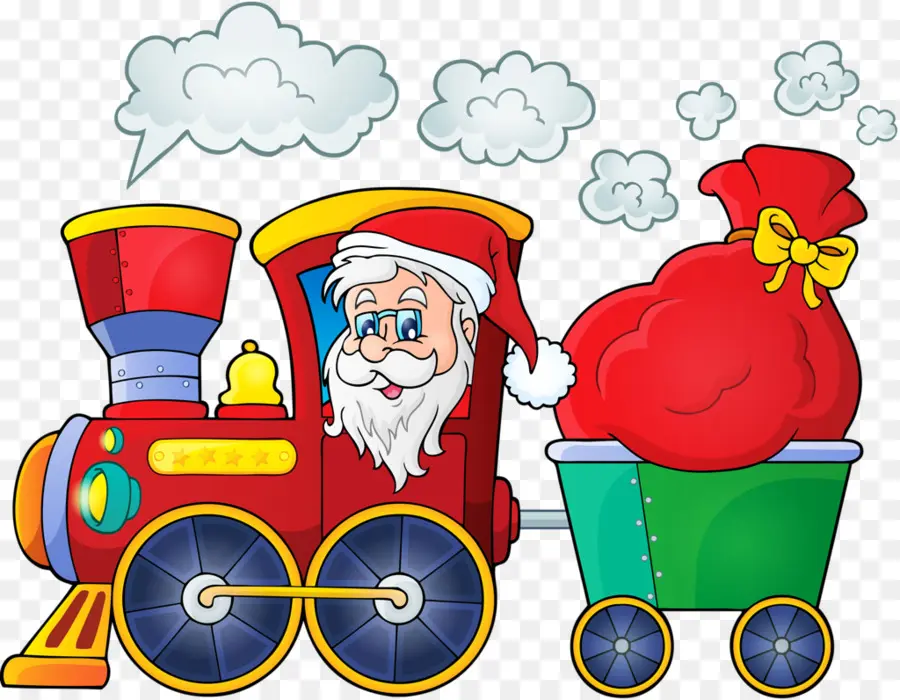 Papá Noel En Tren，Navidad PNG