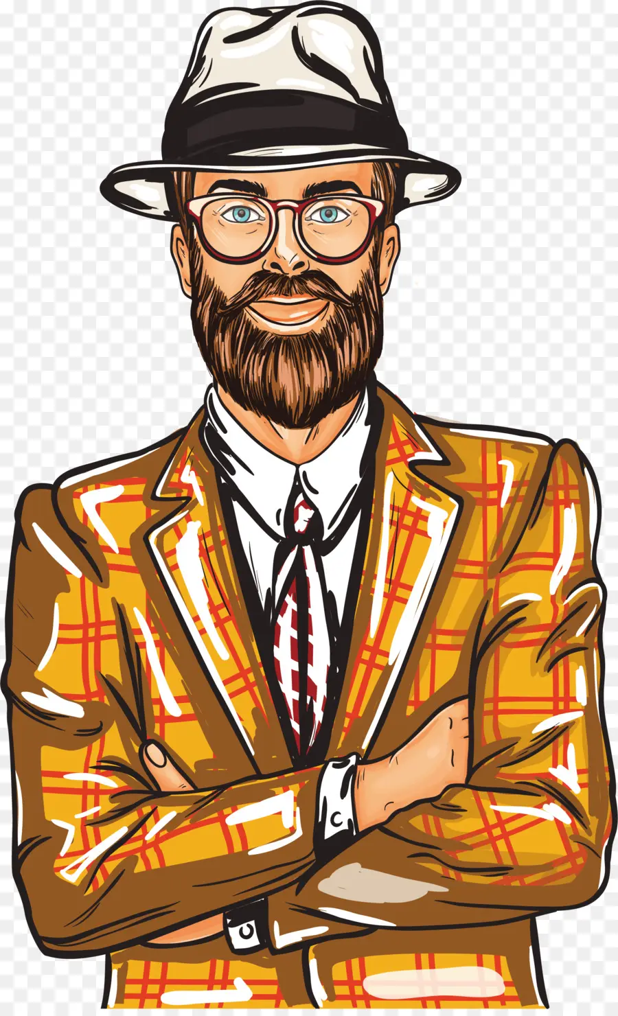 Hombre Con Traje A Cuadros，Traje A Cuadros PNG