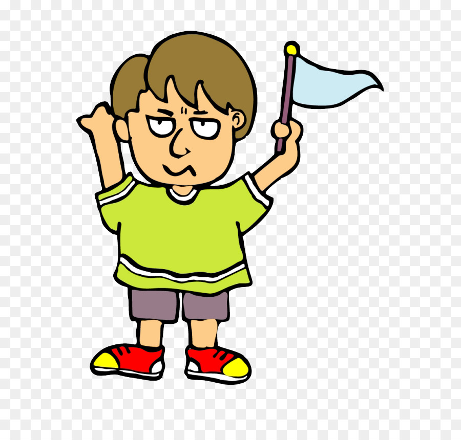 Niño Con Bandera，Dibujos Animados PNG