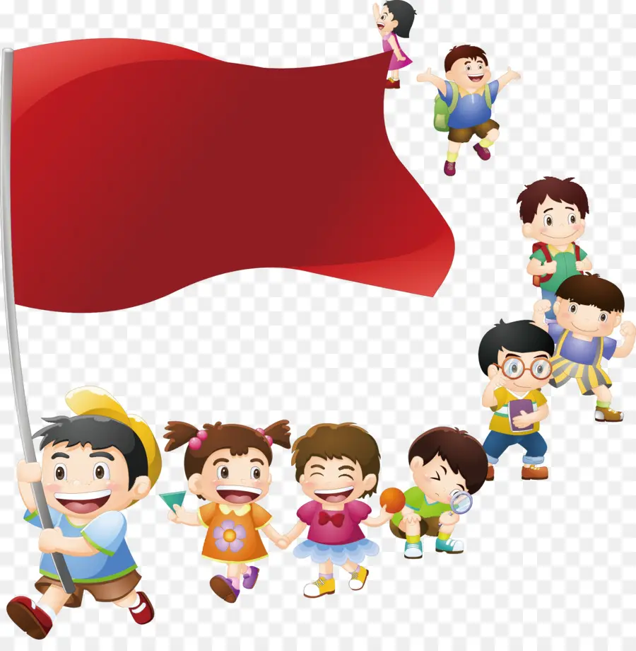 Bandera Roja Con Niños，Bandera PNG