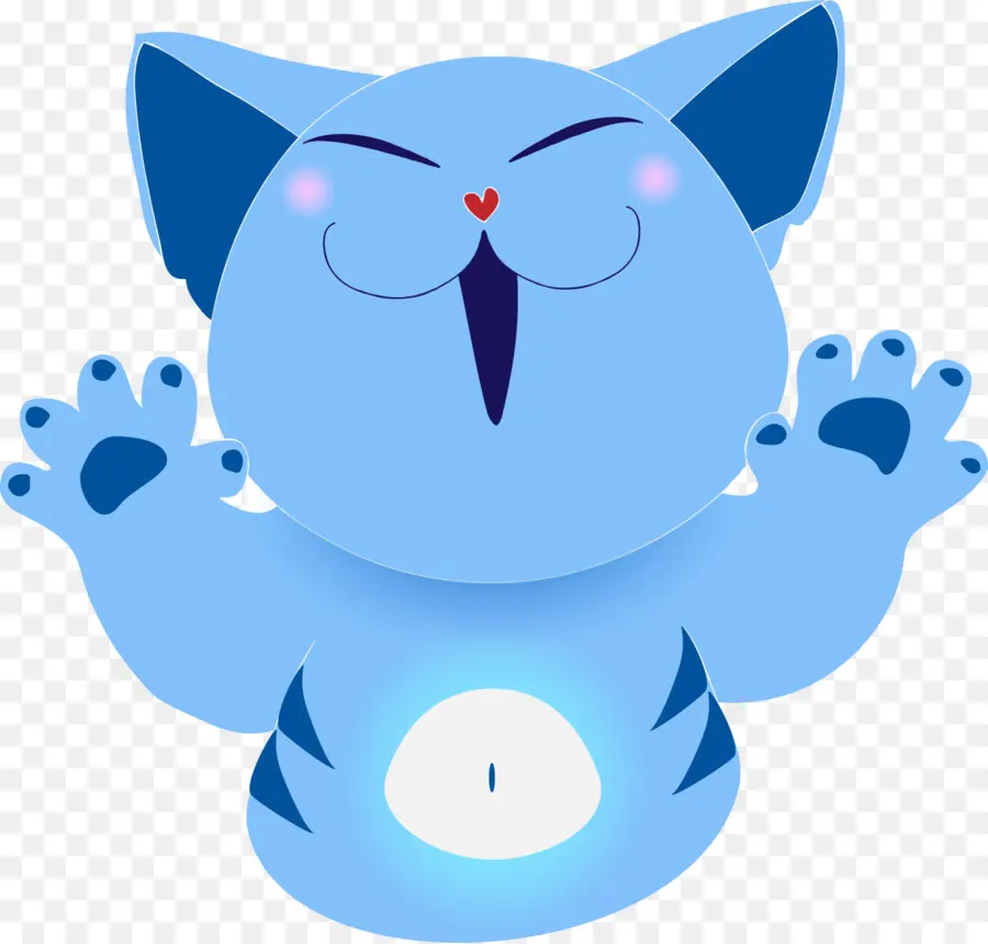 Gato Azul De Dibujos Animados，Lindo PNG