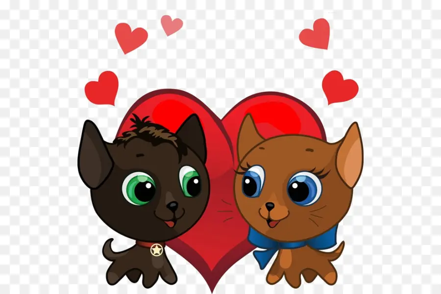 Dos Gatos Enamorados，Corazón PNG