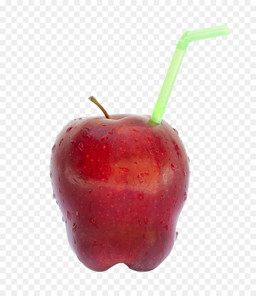 Manzana Roja Con Pajita，Jugo PNG