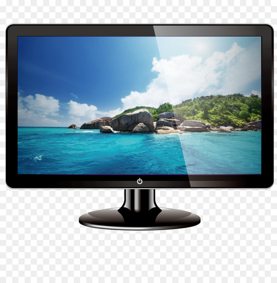 Monitor Con Escena De Playa，Pantalla PNG