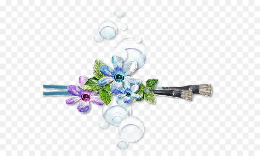 Pincel Con Flores，Brocha PNG