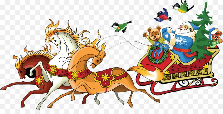 Santa Claus，Horse PNG